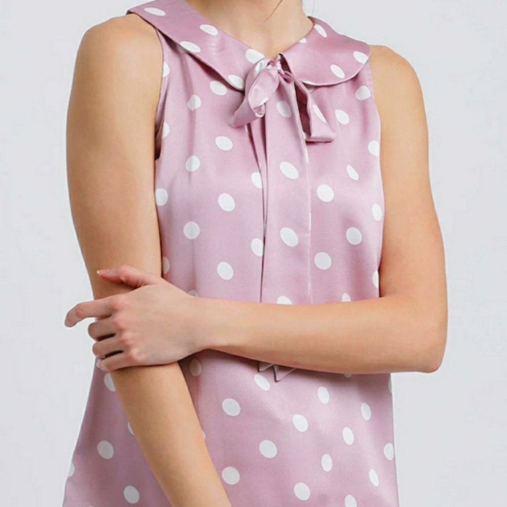 Zink London Women's Lavender Printed  Polka Dot Top